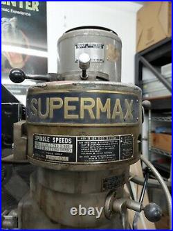 Supermax vertical / Knee Mill with DRO, vice, VFD for SP 220v, hold down kit