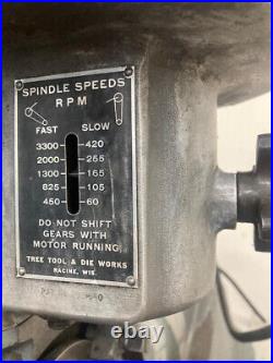 Tree Vertical Milling Machine 10 X 42' Table 1-1/2 HP