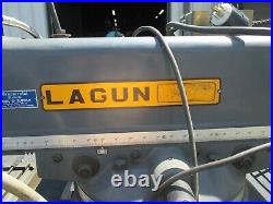 USED Lagun 10x44 Table 3-HP Milling Machine, 6 Vise, Work Light, 1-Shot Lube
