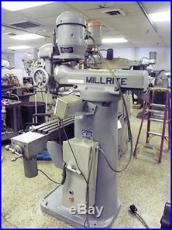 U. S. BURKE Millrite MVN Vertical Mill Milling Machine with power table feed, R8