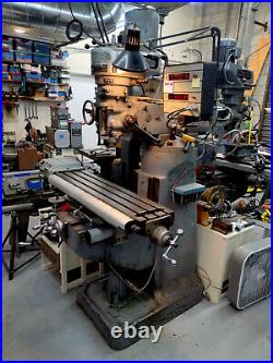 Vertical Knee Mill 9x42 made by Webb 220 3 phase 2HP power table feed and DRO