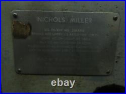W. H. Nichols Co. Vintage Horizontal Hand Mill Slot Cutter 2Hp 230/460V 3Ph