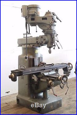 Wells index 9x48 J-head milling machine Bridgeport R-8 spindle 2 hp vari speed
