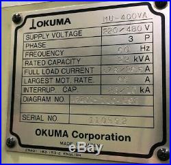 #mu-400va Okuma 5-axis Trunnion Style Cnc Vertical Machining Center #28720